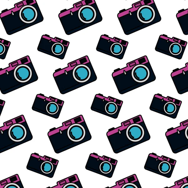 Color Retro Focus Camera Equipment Background Vector Illustration — Stock Vector