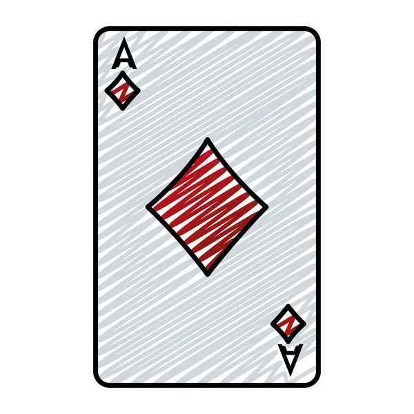 Doodle Van Diamanten Poker Card Game Vectorillustratie — Stockvector