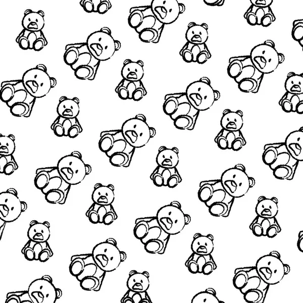 Grunge Bear Teddy Niedlich Spielzeug Hintergrund Vektor Illustration — Stockvektor