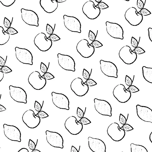 Grunge Köstliche Papaya Und Apfelfrüchte Hintergrund Vektor Illustration — Stockvektor