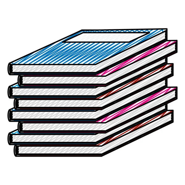 Libros Educación Doodle Objeto Académico Estudio Vector Ilustración — Vector de stock