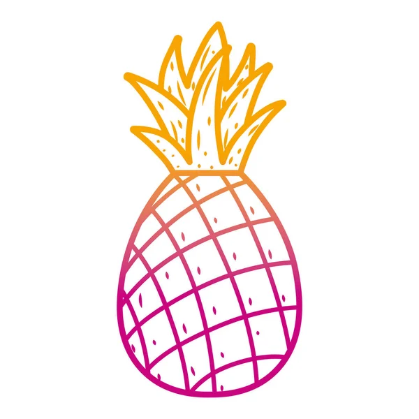 Línea Degradada Deliciosa Piña Fruta Fresca Nutrición Vector Ilustración — Vector de stock
