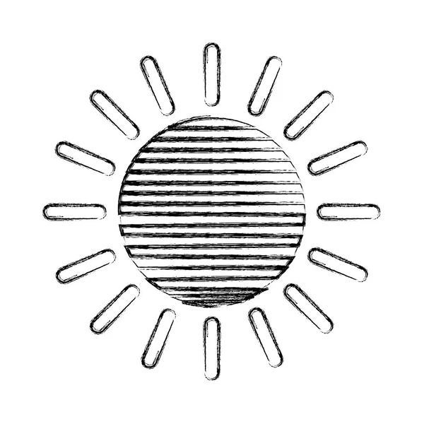 Grunge Light Sun Shine Weather Icon Vector Illustration — Stock Vector