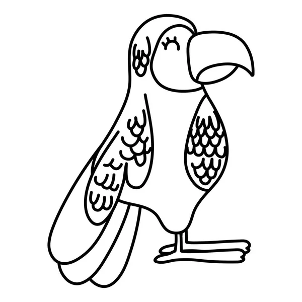 Linha Pássaro Papagaio Exótico Com Penas Beleza Ilustração Vetorial —  Vetores de Stock