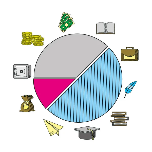 Grafico Statistico Grafico Con Illustrazione Vettoriale Successo Aziendale — Vettoriale Stock