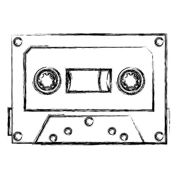 Grunge Retro Cassette Stereo Audio Tape Vector Illustration — Stock Vector