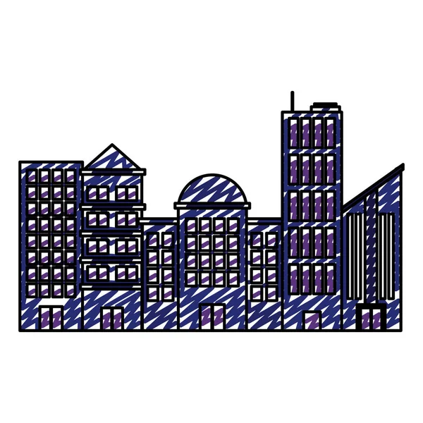 Doodle Edifício Moderno Cidade Paisagem Urbana Estrutura Ilustração Vetor — Vetor de Stock