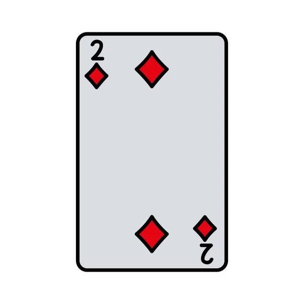 Color Two Diamonds Casino Card Game Vector Illustration — Stock Vector
