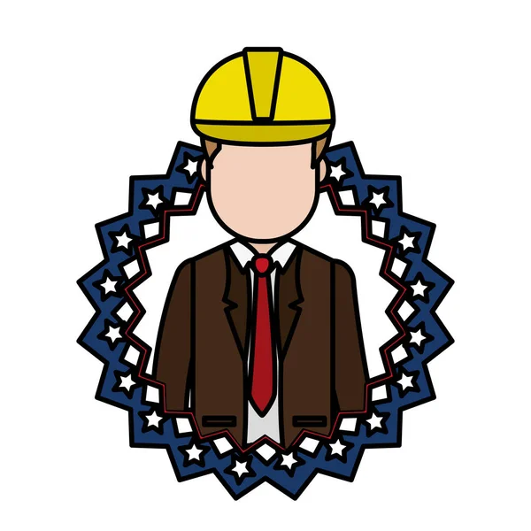 Color Businessman Helmet Usa Nation Emblem Vector Illustration — Stock Vector