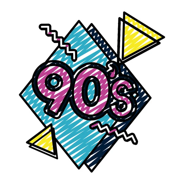 Doodle Trendiga Retro 90S Konst Stil Vektorillustration — Stock vektor