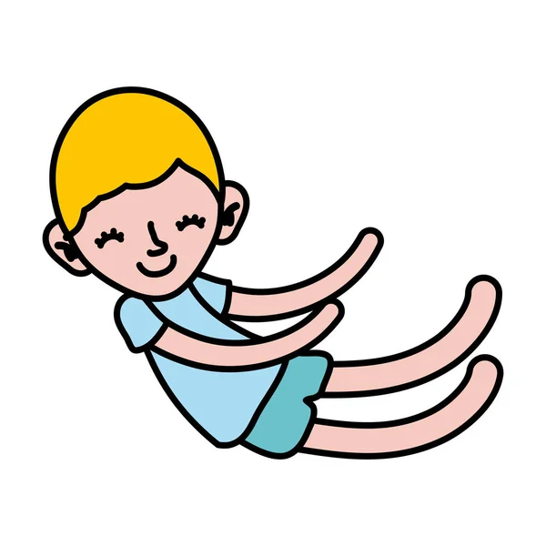 Farbe Kind Junge Schlafen Mit Mode Pyjamas Vektor Illustration — Stockvektor