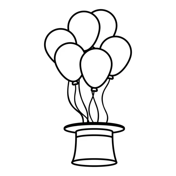 Linie Party Luftballons Dekoration Mit Karneval Hut Vektor Illustration — Stockvektor