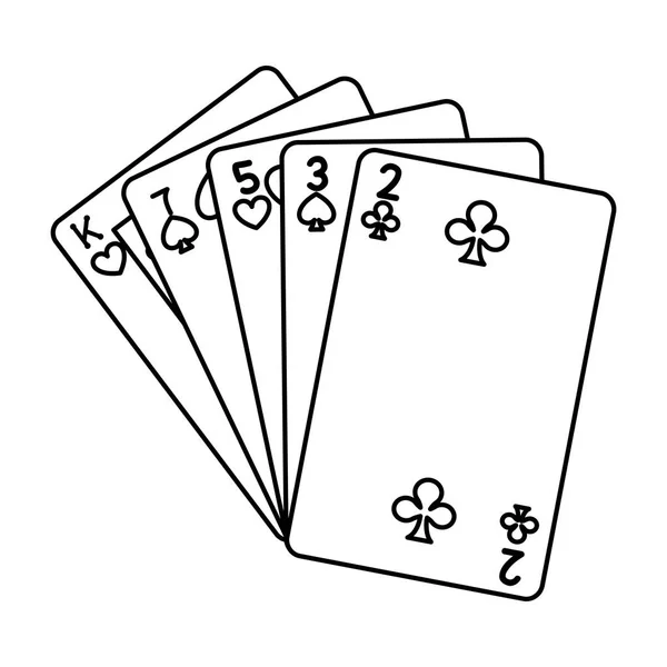 Línea Alta Mano Casino Juego Cartas Vector Ilustración — Vector de stock