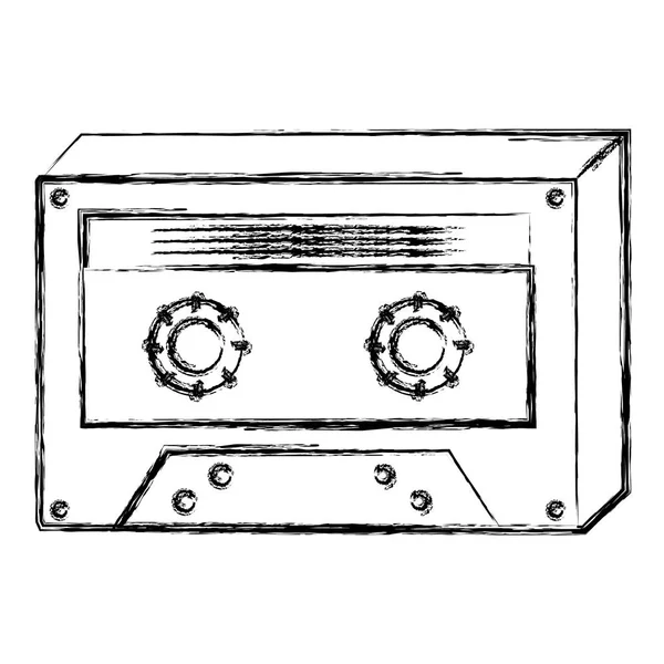 Grunge Estéreo Retro Cassette Cinta Audio Vector Ilustración — Vector de stock