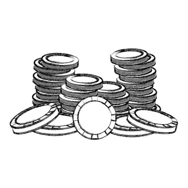 Grunge Casino Goud Munten Wedt Gelegenheid Vectorillustratie — Stockvector