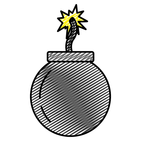 Doodle Bombe Explosion Darger Arme Guerre Vecteur Illustration — Image vectorielle