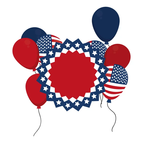 Palloncini Usa Emblema Alla Nazione Celebrare Illustrazione Vettoriale — Vettoriale Stock