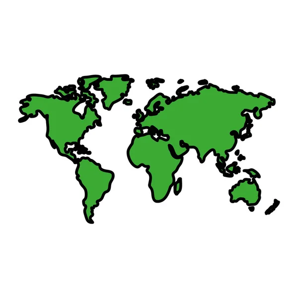 Kolor Mapy Globalnej Kontynent Świata Geografia Ilustracja Wektorowa — Wektor stockowy