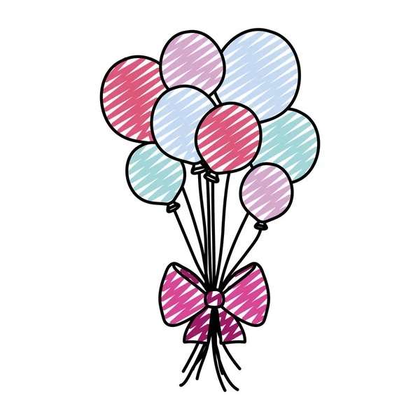 涂鸦党气球设计与丝带弓向量例证 — 图库矢量图片
