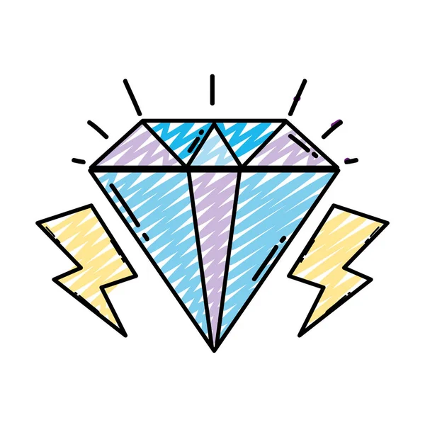 Doodle Brilhante Acessório Diamante Luxo Com Raios Vetor Ilustração — Vetor de Stock