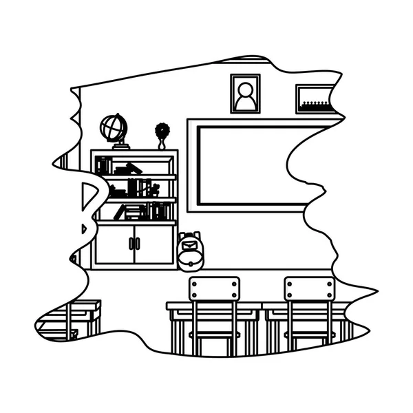 Enseignement Ligne Ustensiles Scolaires Dans Salle Classe Illustration Vectorielle Des — Image vectorielle