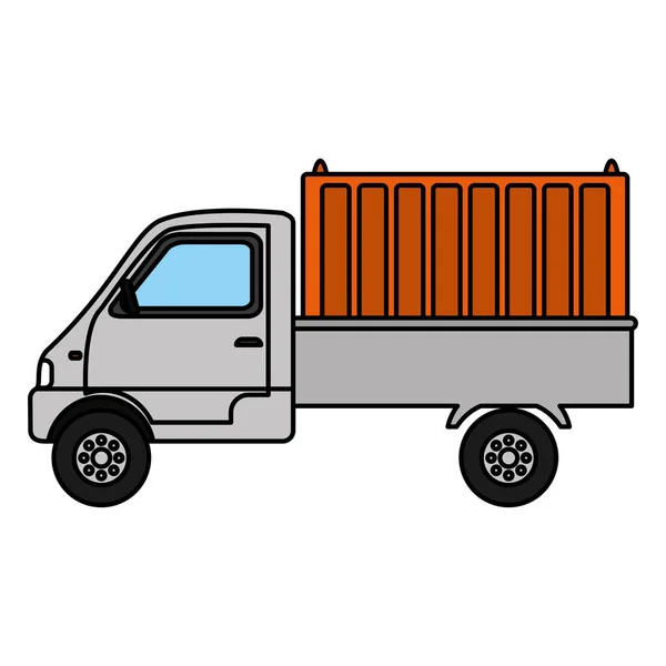 Farbe Lieferung Lkw Container Transport Service Vektor Illustration — Stockvektor