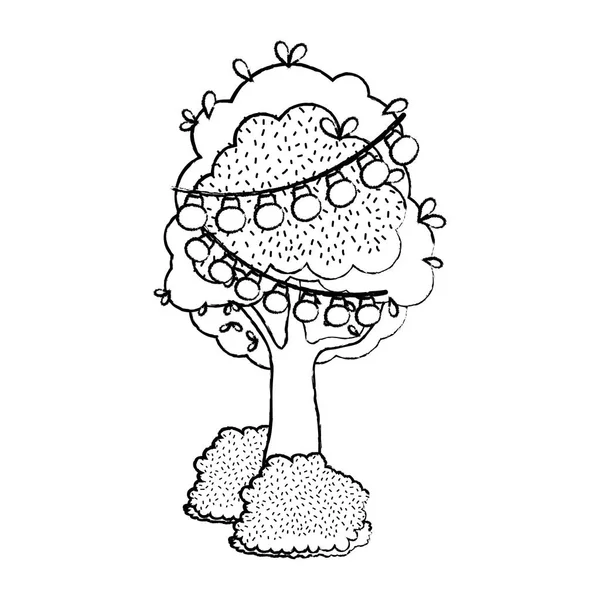 Гранжевое Дерево Векторными Иллюстрациями Ветвей Луковиц — стоковый вектор
