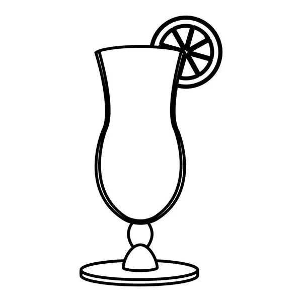Ligne Verre Cocktail Alcool Avec Illustration Vectorielle Boisson Citron — Image vectorielle