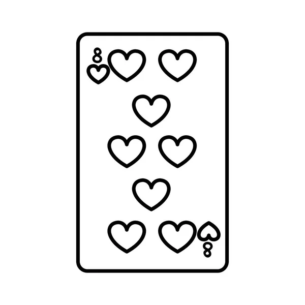 Line Eight Hearts Casino Card Game Vector Illustration — Stock Vector
