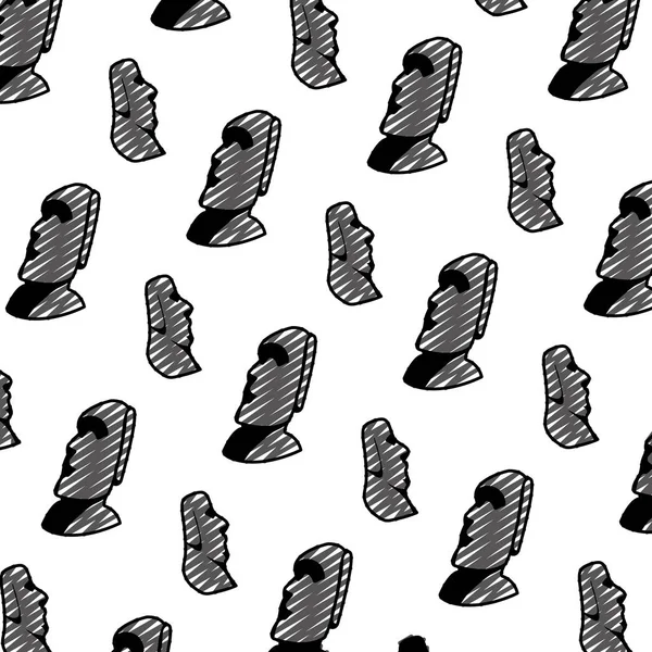 Doodle Moai Szobrok Húsvét Sziget Háttér Vektor Illusztráció — Stock Vector