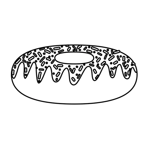 Linie Köstliche Süße Donut Snack Lebensmittel Vektor Illustration — Stockvektor
