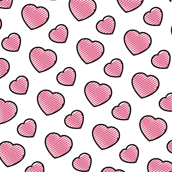 Doodle Bonito Coração Amor Símbolo Fundo Vetor Ilustração — Vetor de Stock