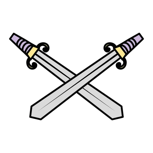 Illustration Vectorielle Conception Acier Arme Médiévale Épées Couleur — Image vectorielle