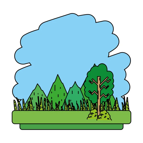 Cor Natureza Montanhas Ecologia Árvore Paisagem Vetor Ilustração — Vetor de Stock