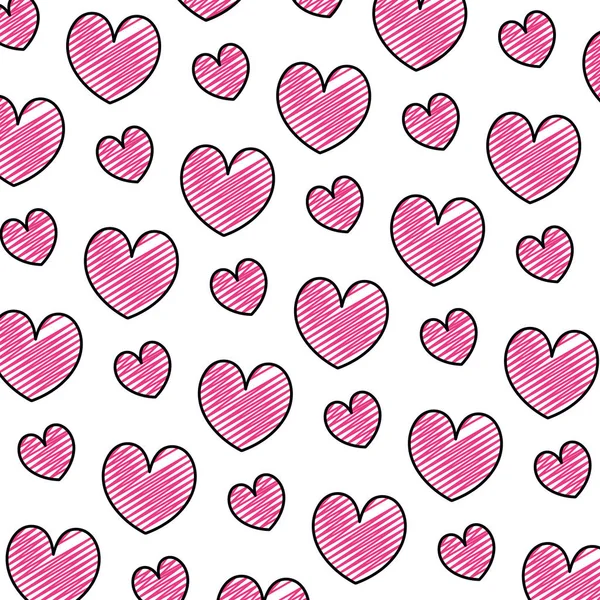 Doodle Beauty Heart Romance Symbol Background Vector Illustration — Stock Vector
