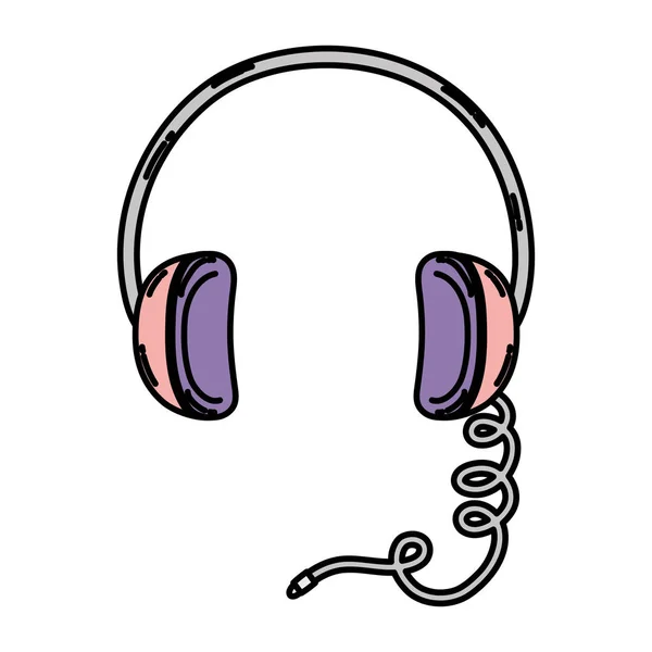 Ilustracja Wektorowa Kolor Słuchawek Muzyki Współczesnej Technologii Audio — Wektor stockowy