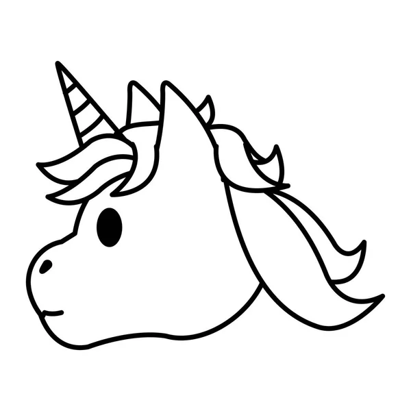 Line Cute Unicorn Head Horn Hairstyle Vector Illustration — Stock Vector