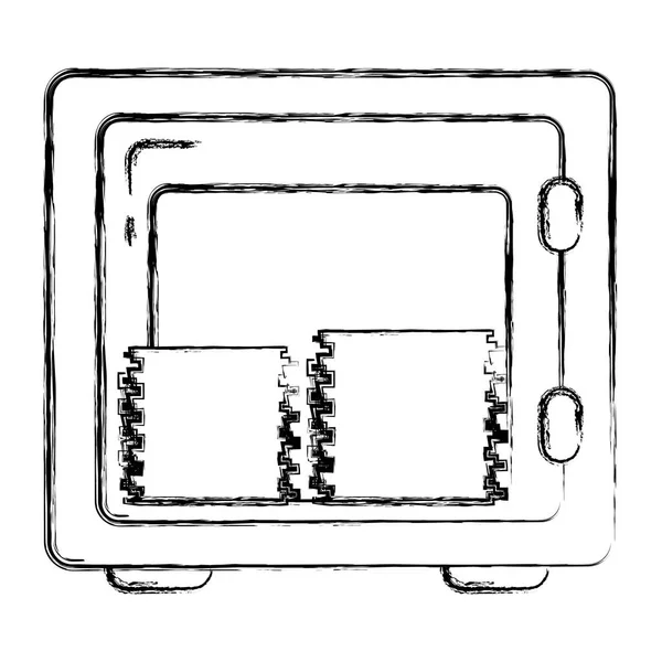 Grunge Aprire Forte Scatola Con Dollaro Fatture Vettoriale Illustrazione — Vettoriale Stock