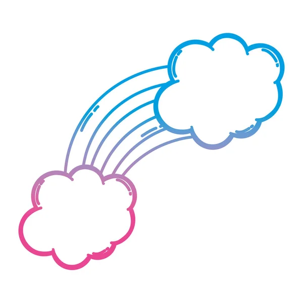Υποβαθμισμένων Γραμμή Φύση Φωτεινό Ουράνιο Τόξο Φουντωτό Σύννεφα Εικονογράφηση Διάνυσμα — Διανυσματικό Αρχείο