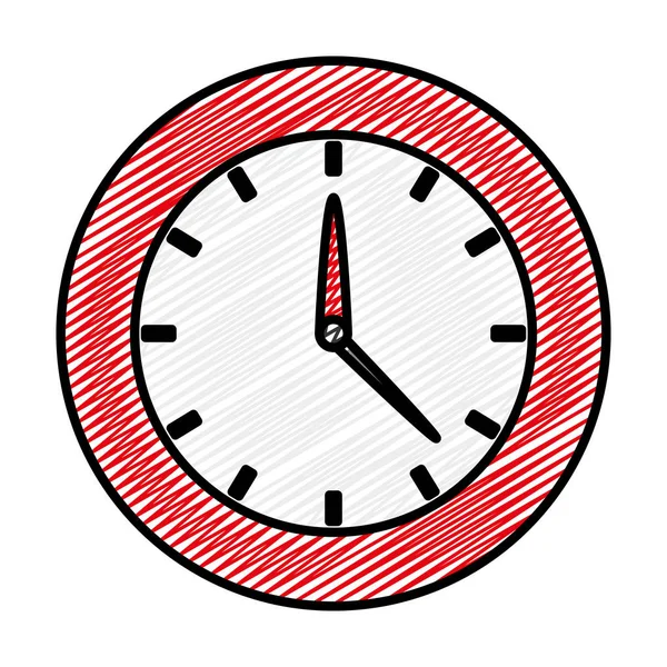 Doodle Kreis Uhr Zeit Objekt Design Vektor Illustration — Stockvektor