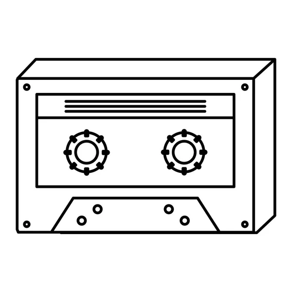 Line Stereo Retro Cassette Tape Audio Vector Illustration — Stock Vector