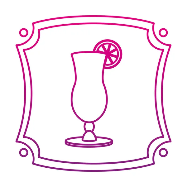 Emblème Ligne Dégradé Avec Verre Cocktail Avec Illustration Vectorielle Liqueur — Image vectorielle