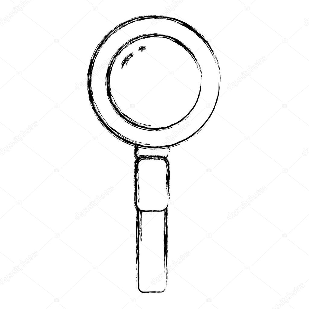 grunge magnifying glass tool to zoon and search vector illustration