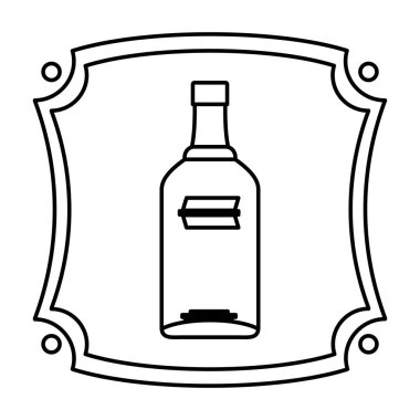 votka içki şişe içecek vektör çizim ile çizgi amblemi