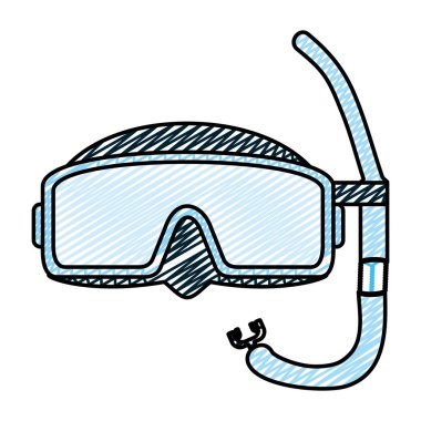 Dalış maske stil sualtı ekipman vektör çizim doodle