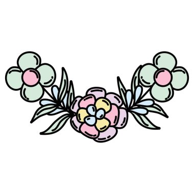 renk şube bitkiler ile egzotik çiçek yaprakları vektör çizim