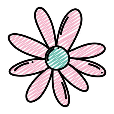 egzotik yaprakları vektör çizim ile şirin tropikal çiçek doodle