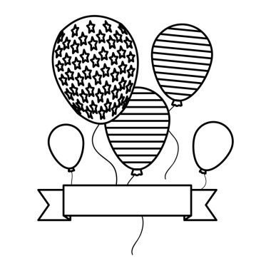 satır ABD balonlar ulus şerit stil vektör çizim ile