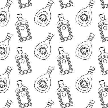 satır sert likör ve wiskey şişe arka plan illüstrasyon vektör