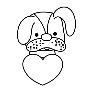 satır sevimli köpek evde beslenen hayvan hayvan kalp vektör çizim ile